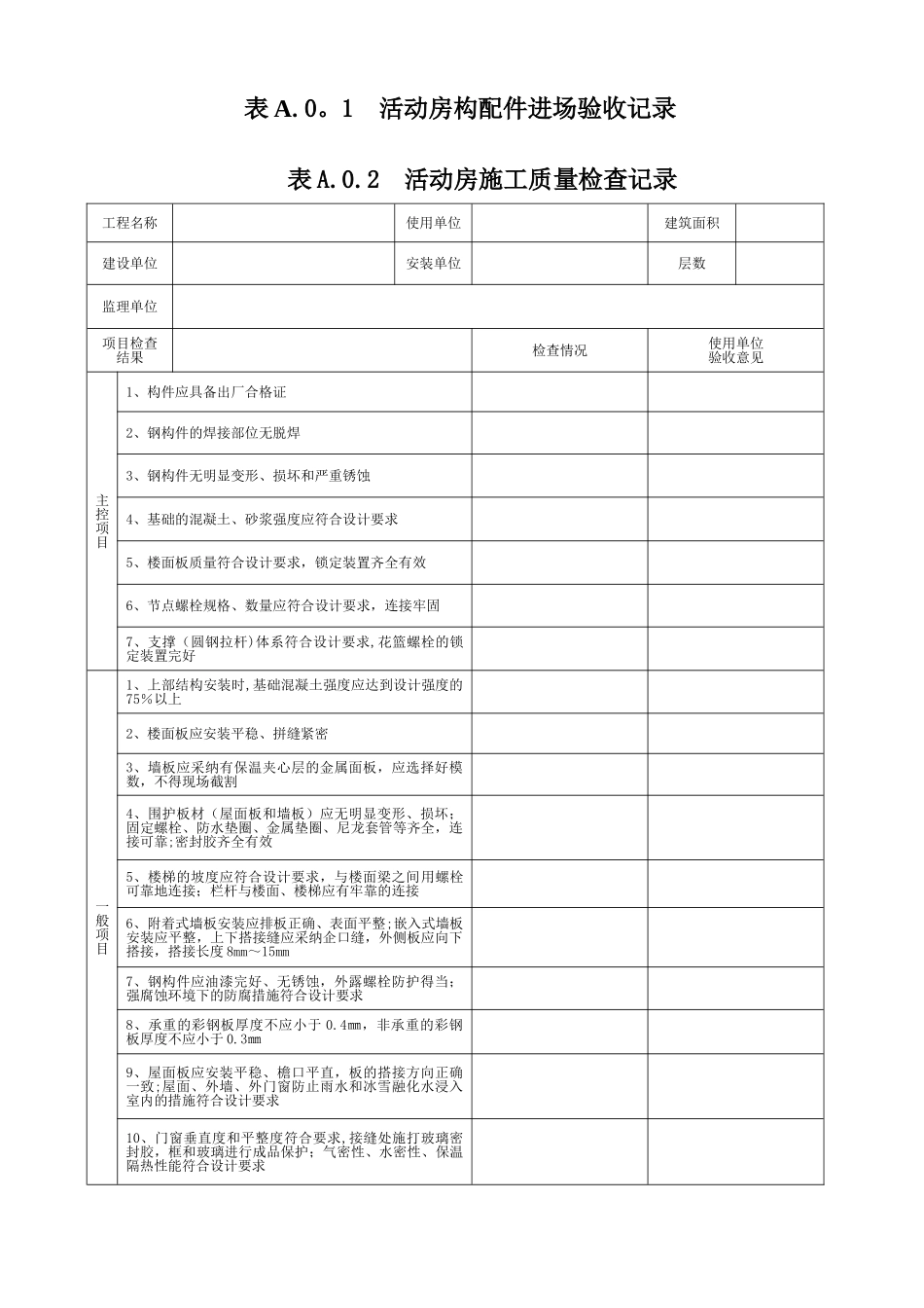 临时建筑工程验收记录表_第2页