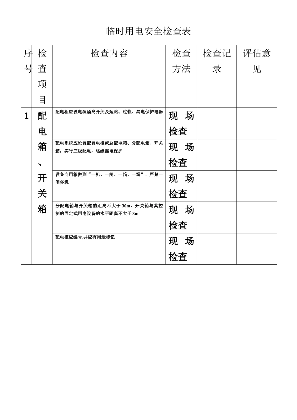 临时用电安全检查表_第1页