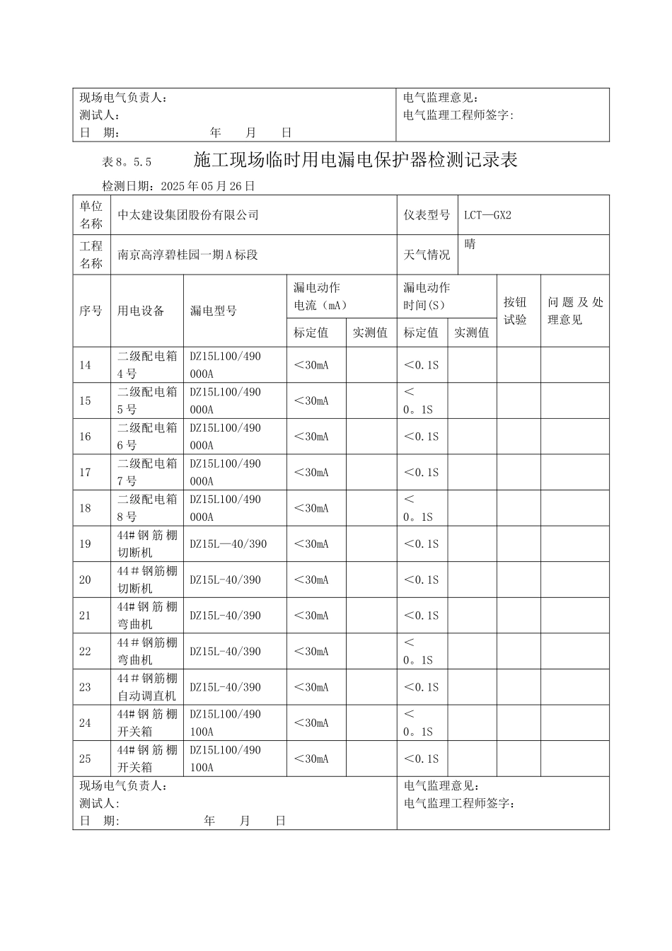 临时用电漏电保护器检测记录表_第3页