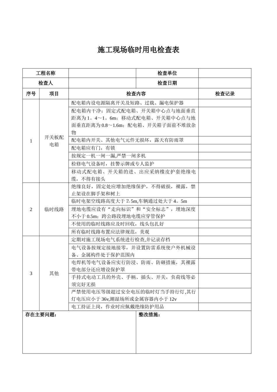 临时用电检查表_第1页