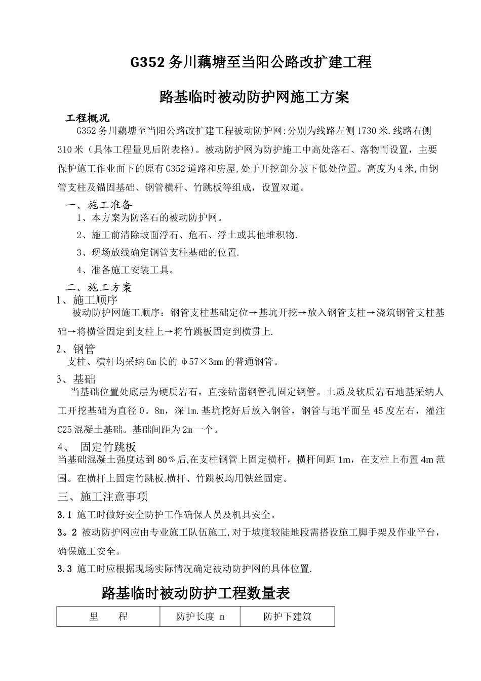临时被动防护网施工方案_第1页