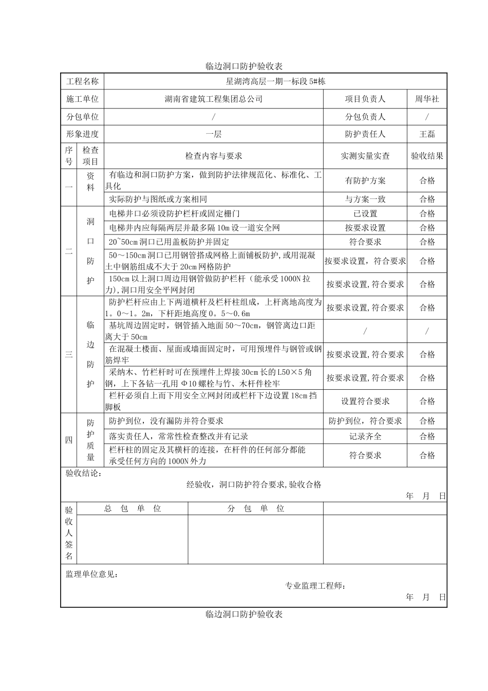 临边洞口防护验收表_第1页