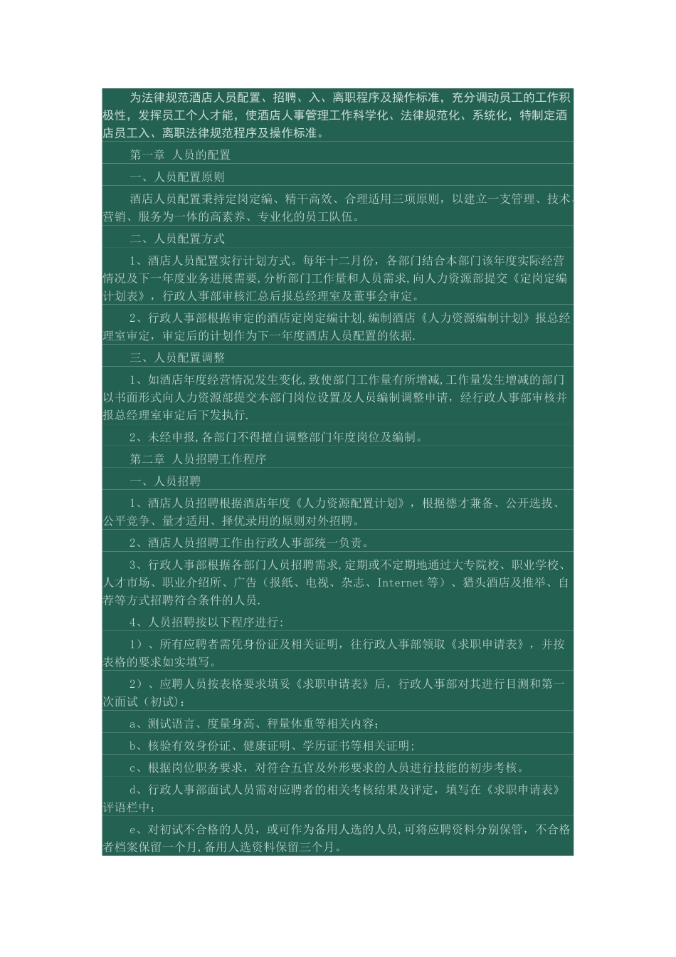 为规范酒店人员配置_第1页