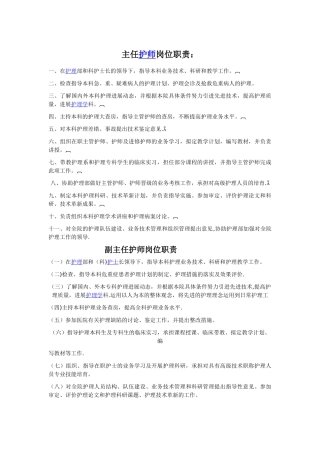 主任护师岗位职责