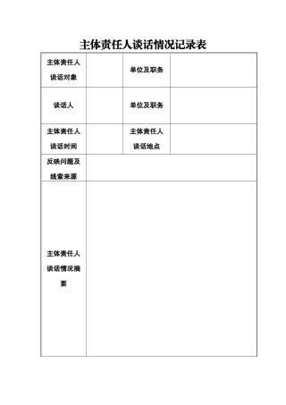 主体责任人谈话情况记录表