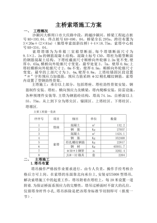 主桥索塔施工方案