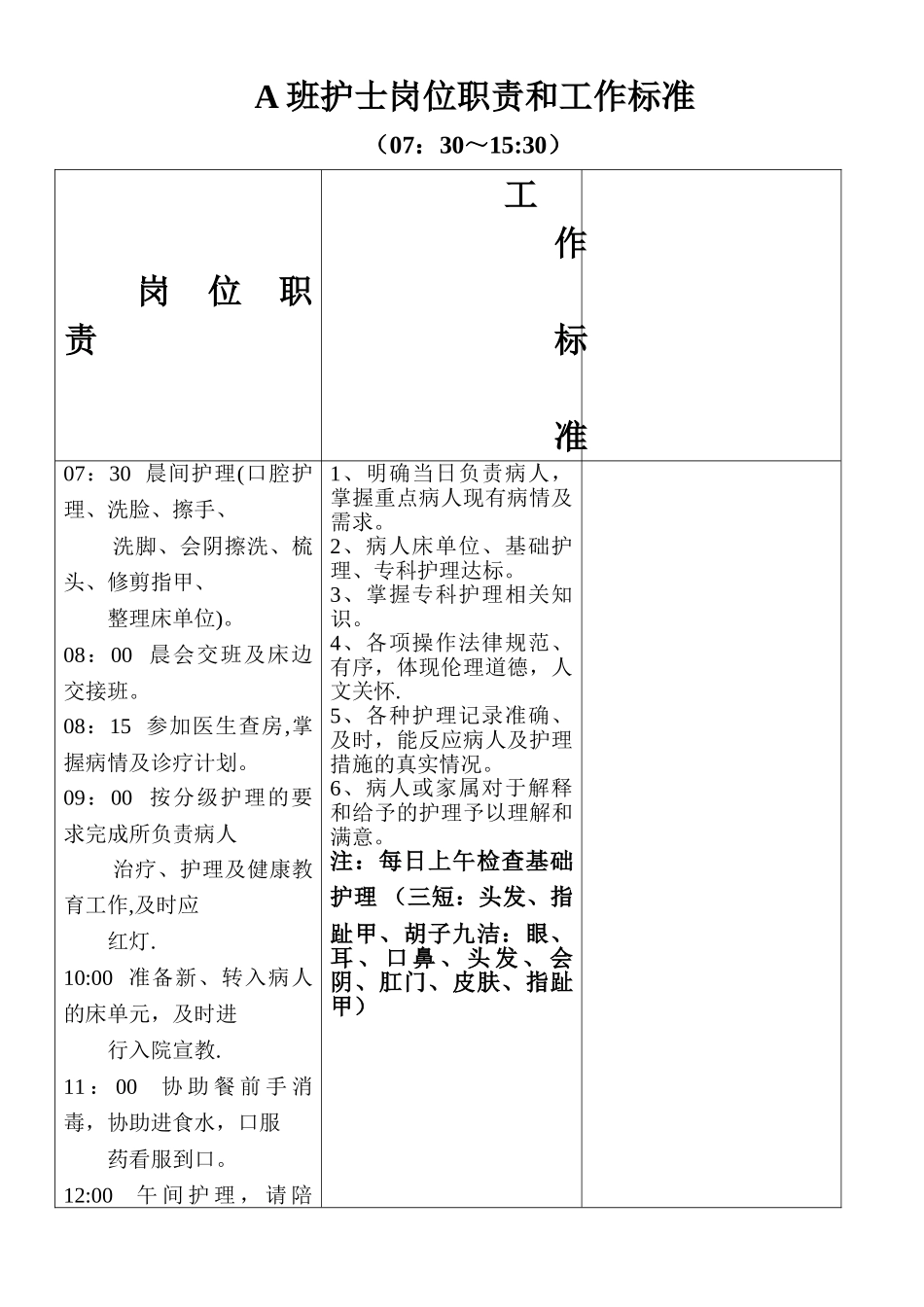 主班护士岗位职责和工作标准_第3页