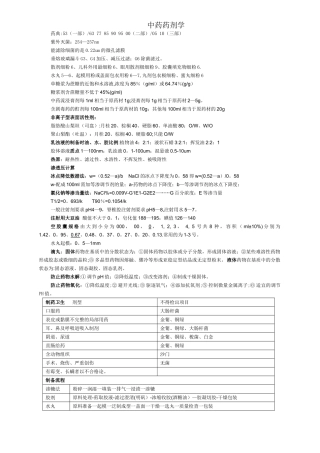主管中药师中药药剂学总结