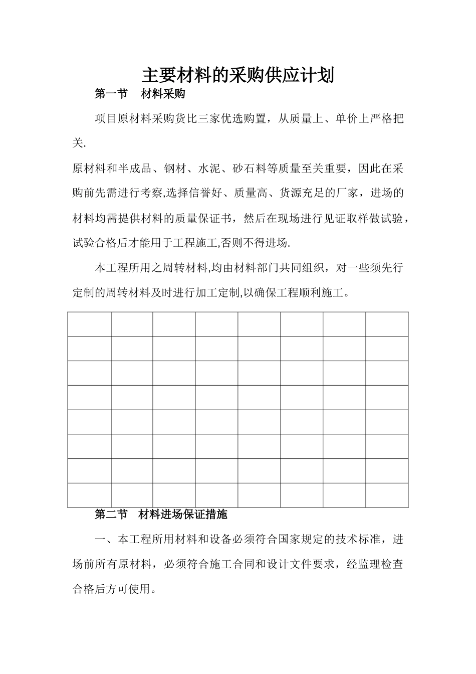 主要材料的采购供应计划_第1页