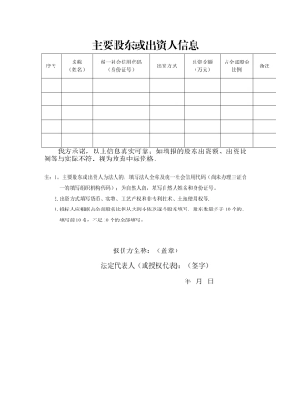 主要股东或出资人信息