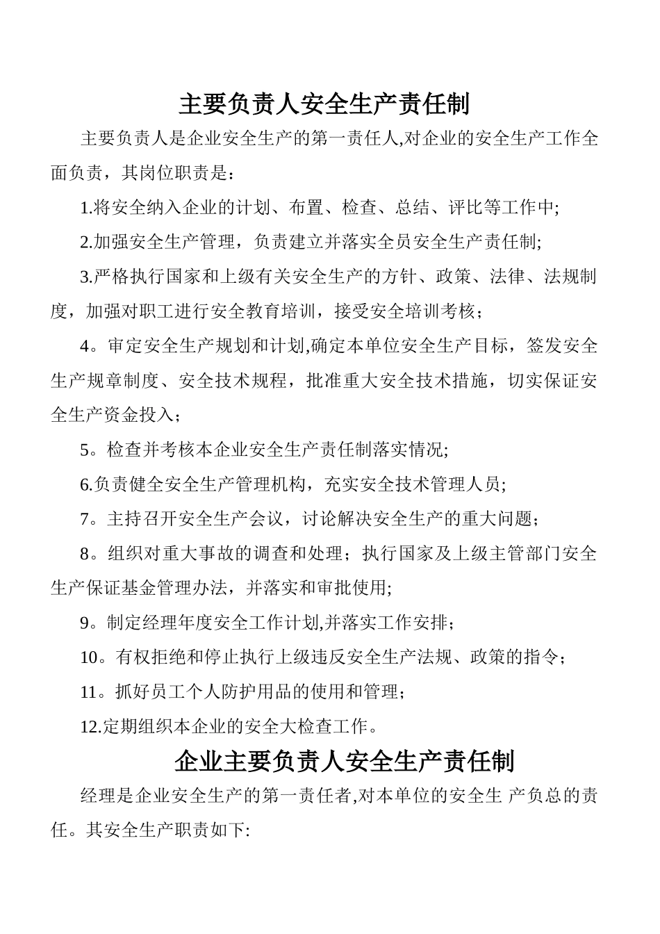 主要负责人安全生产责任制_第1页
