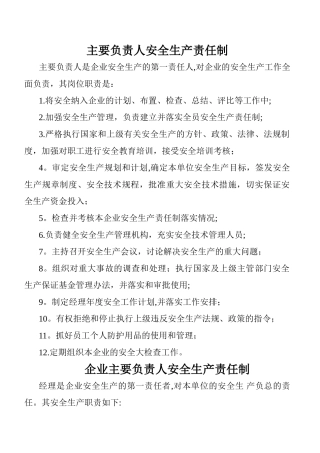 主要负责人安全生产责任制