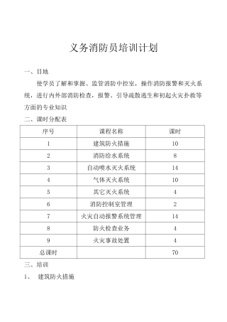 义务消防员培训计划