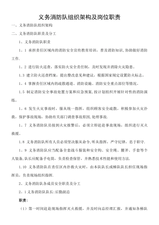义务消防队组织架构及岗位职责