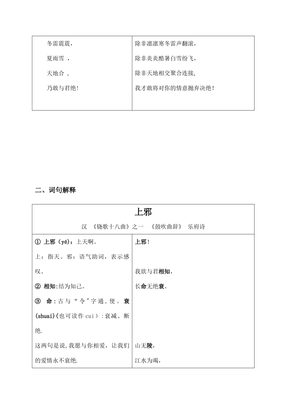 乐府诗《上邪》拼音及解释整合_第3页