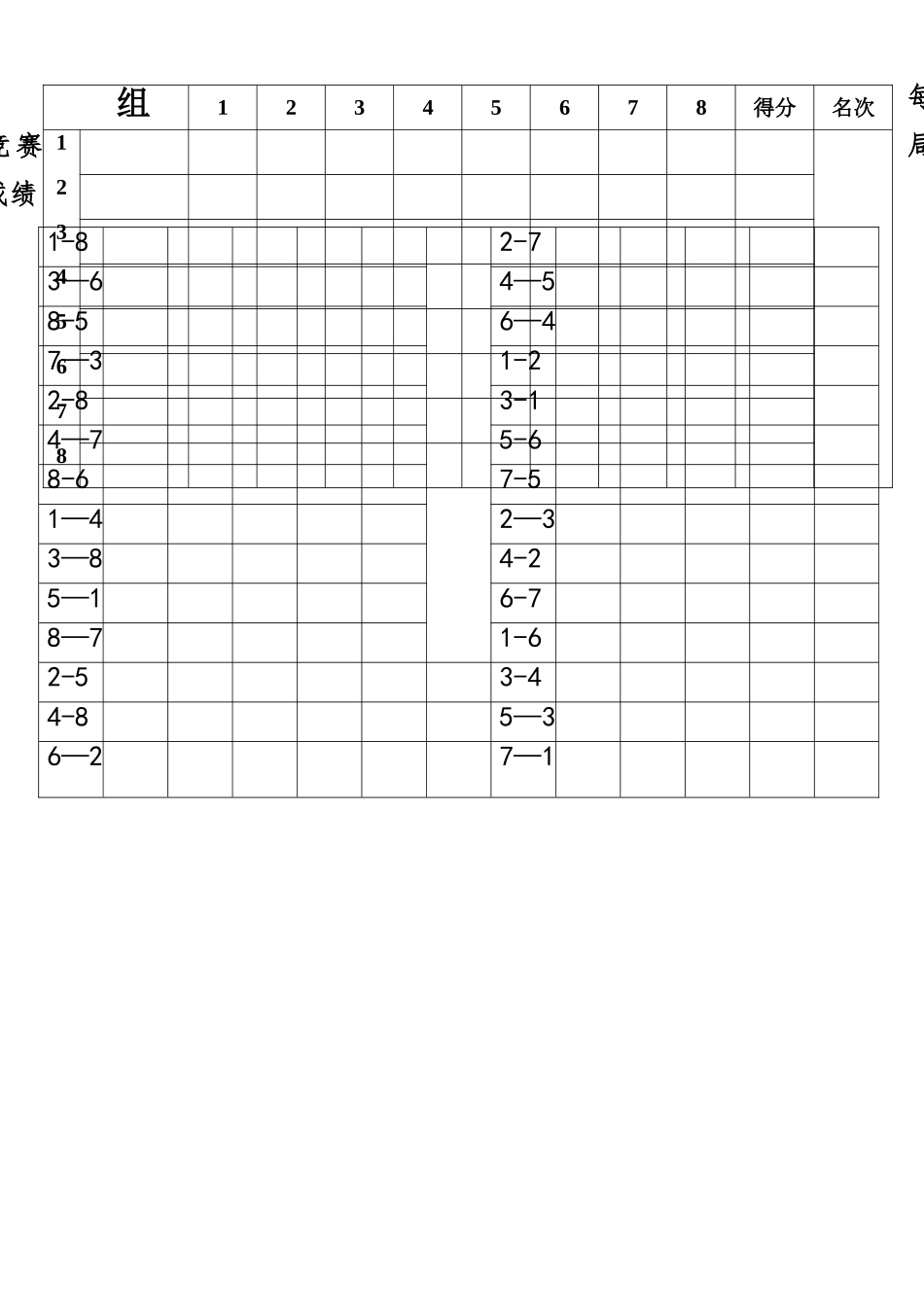 乒乓球-循环赛积分表7人-8人_第2页