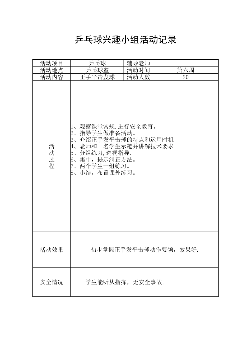 乒乓球兴趣小组活动记录_第3页