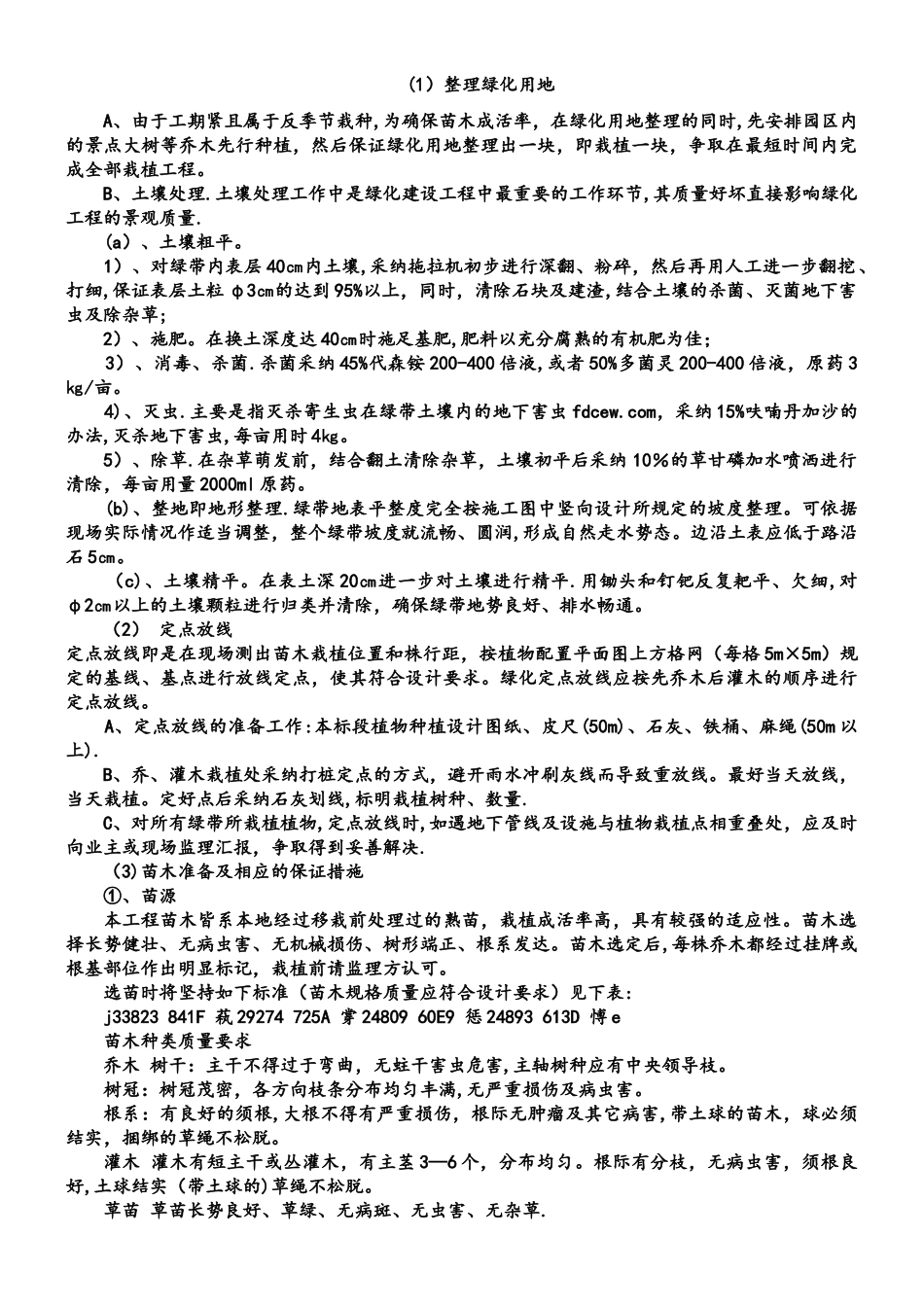 乔木灌木等绿化种植施工方案_第1页