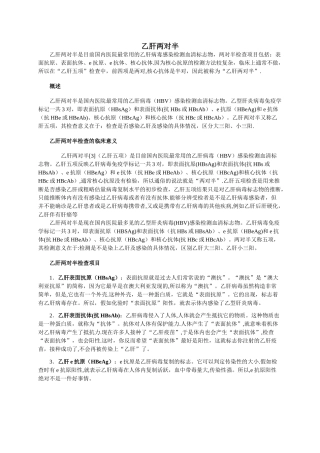 乙肝两对半检查结果对照表-25种组合的意义
