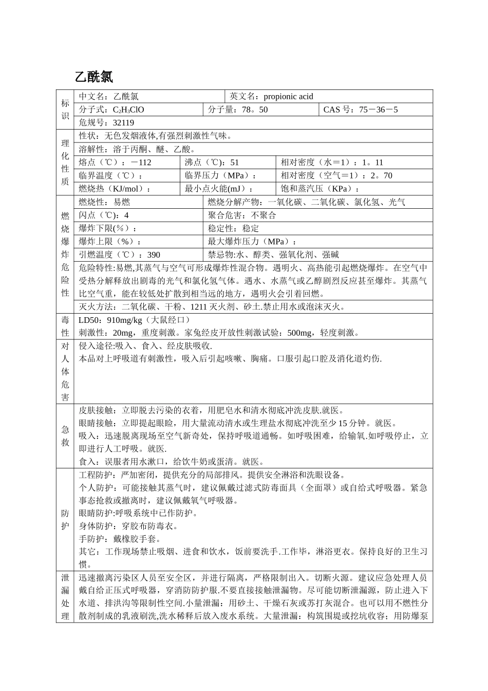 乙酰氯安全技术说明书_第1页