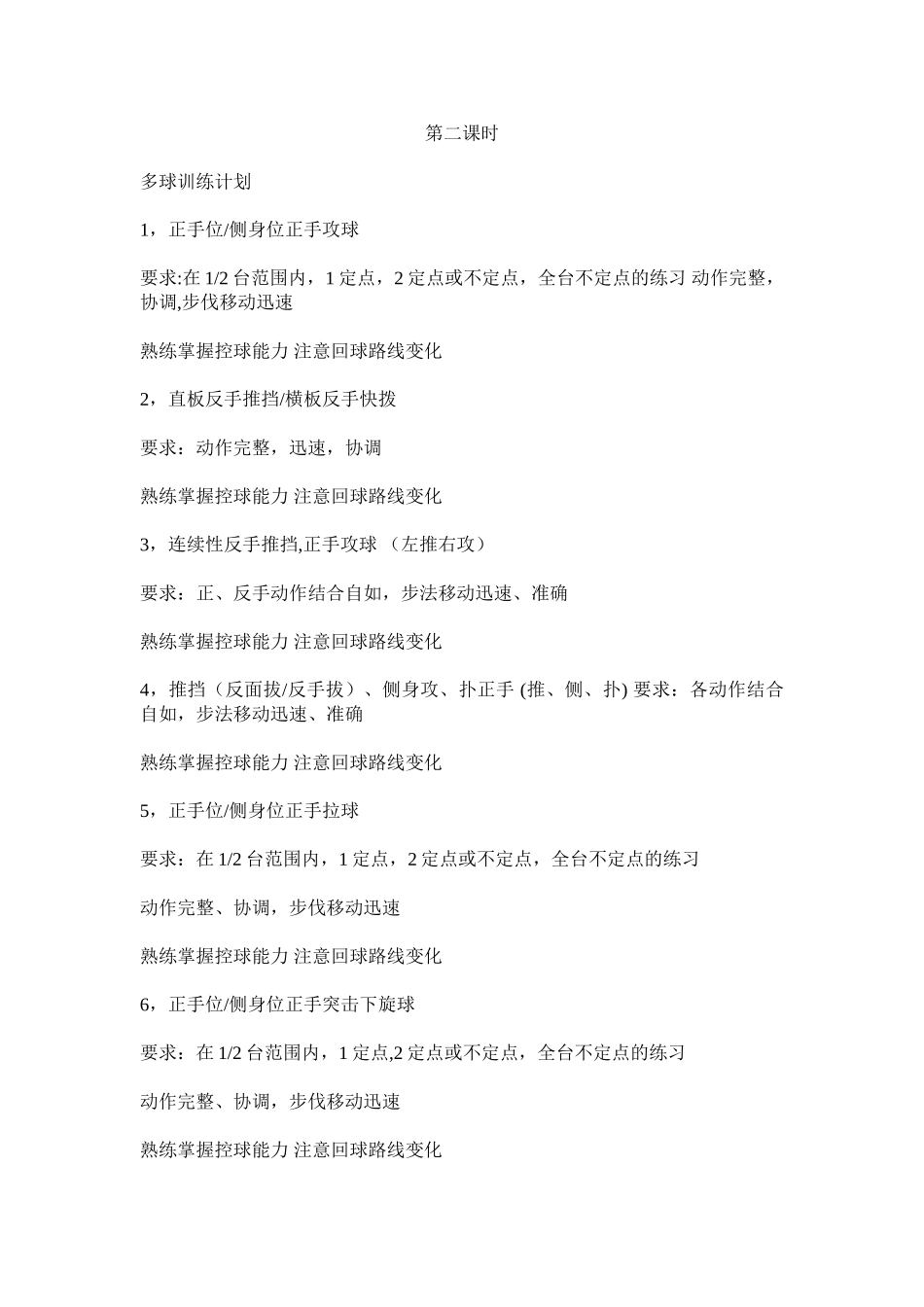 乡村少年宫乒乓球训练教学教案_第2页