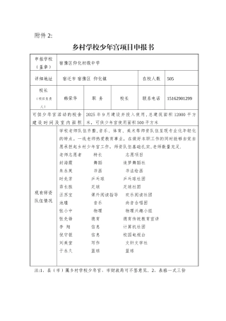 乡村学校少年宫项目申报书