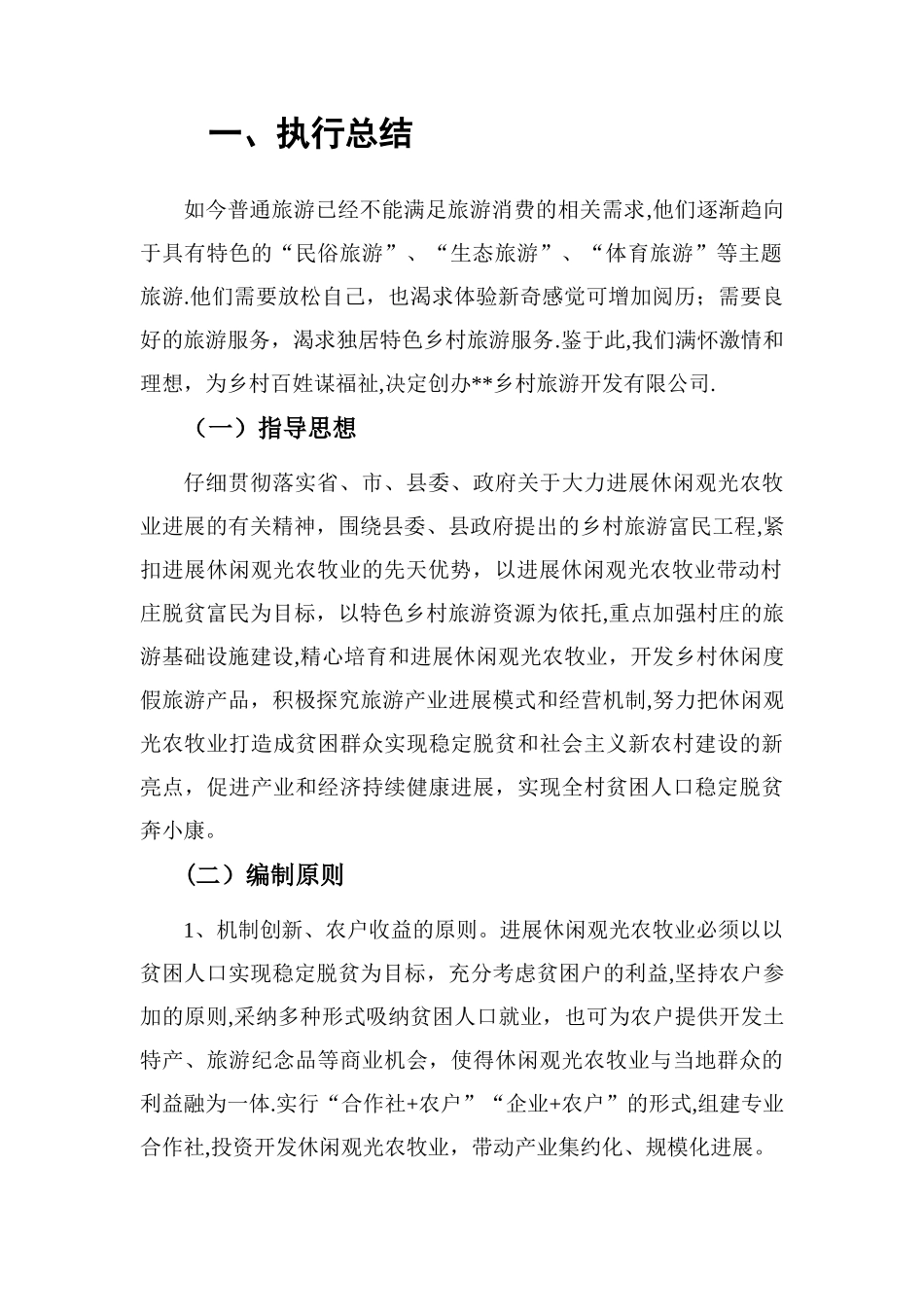 乡村旅游创业计划书_第3页