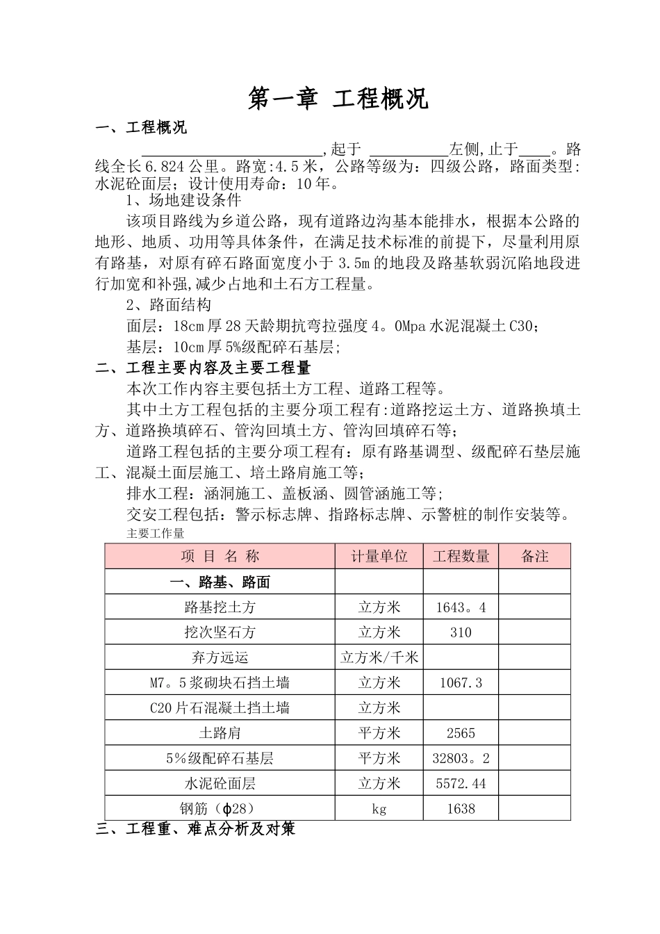 乡村道路硬化工程施工组织设计_第1页
