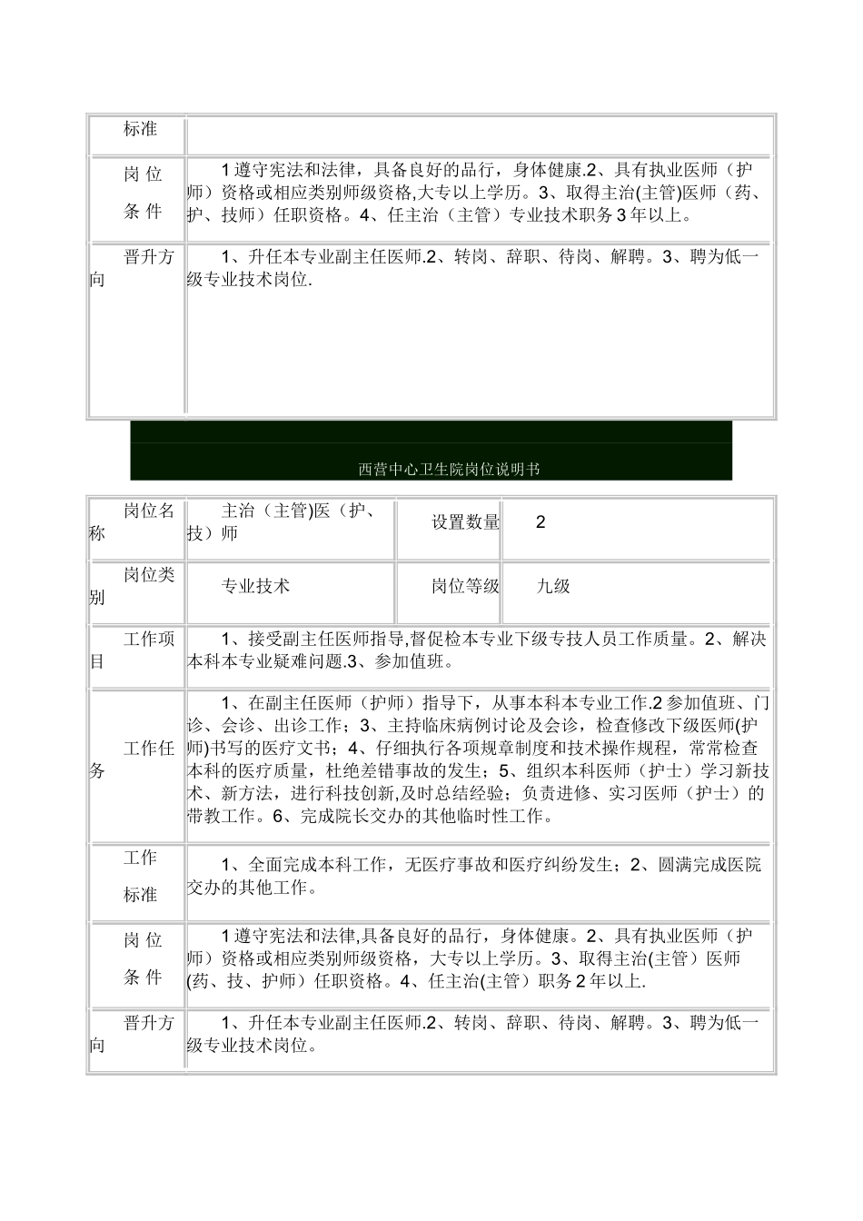 乡镇卫生院岗位说明书_第3页