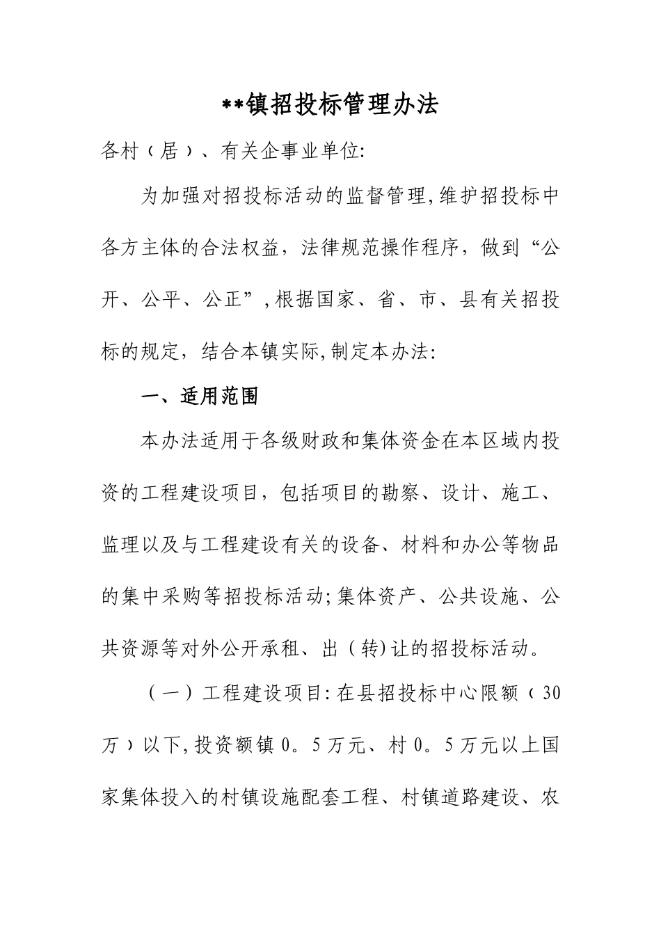乡镇招投标管理办法_第1页