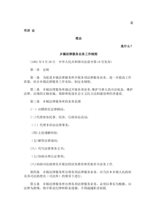 乡镇法律服务业务工作细则发展与协调