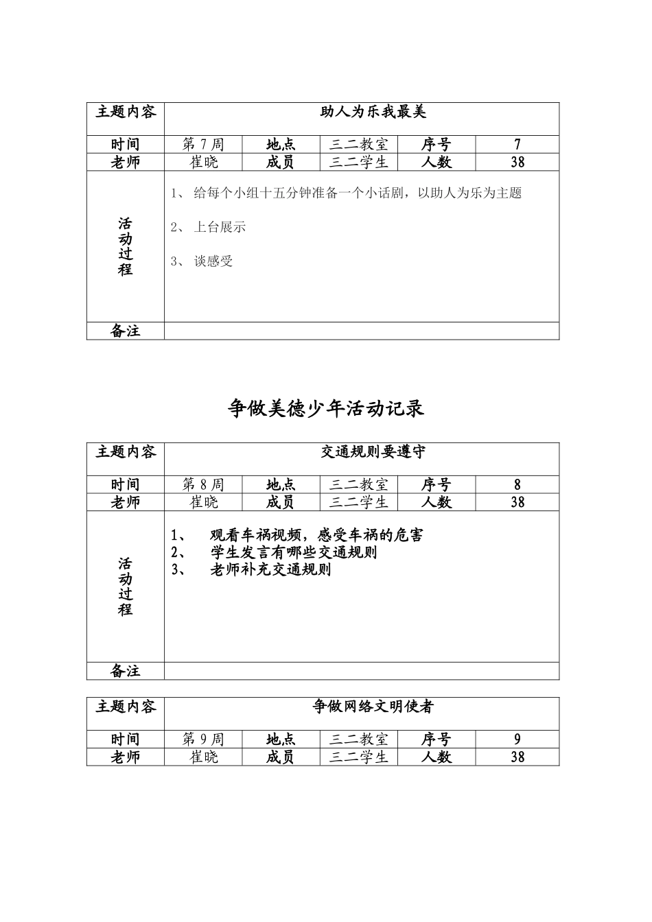 争做美德少年组活动记录_第3页