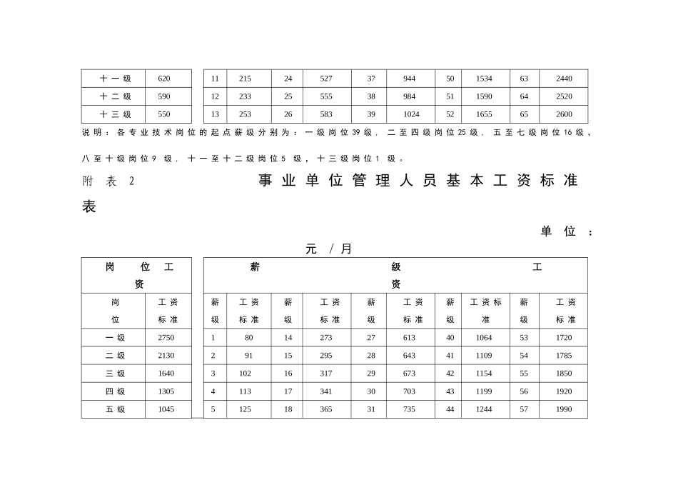 事业单位专业技术人员工资标准表_第2页