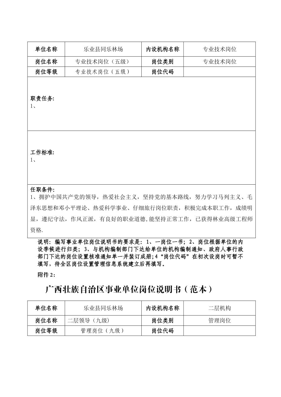 事业单位专业技术岗位说明书-_第2页