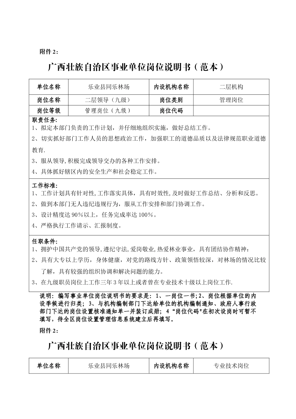 事业单位专业技术岗位说明书_第1页