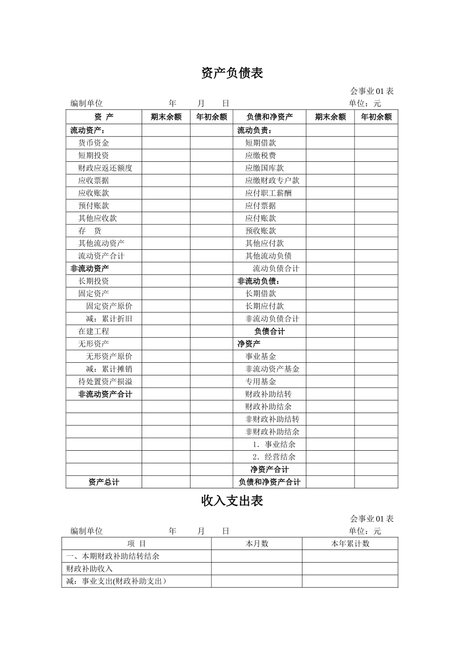 事业单位会计报表格式_第1页