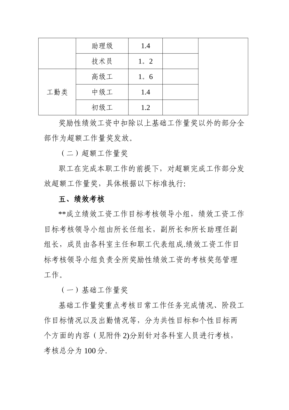 事业单位奖励性绩效工资分配方案及考核办法_第3页