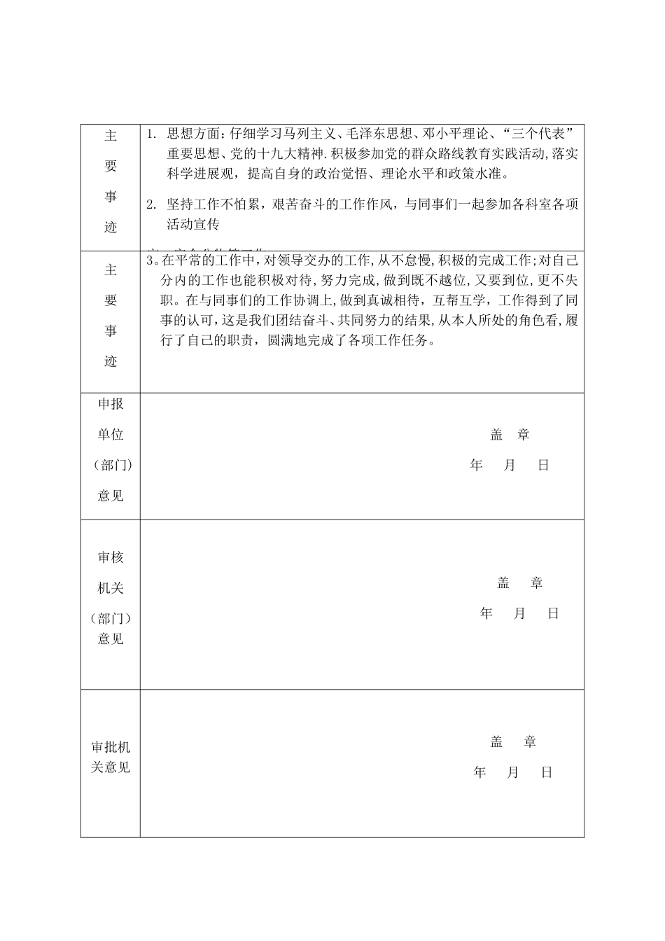 事业单位工作人员奖励审批表_第2页