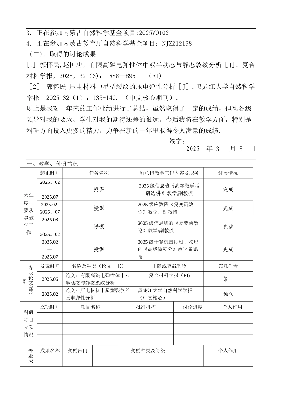 事业单位工作人员年度考核登记表-郭怀民_第2页