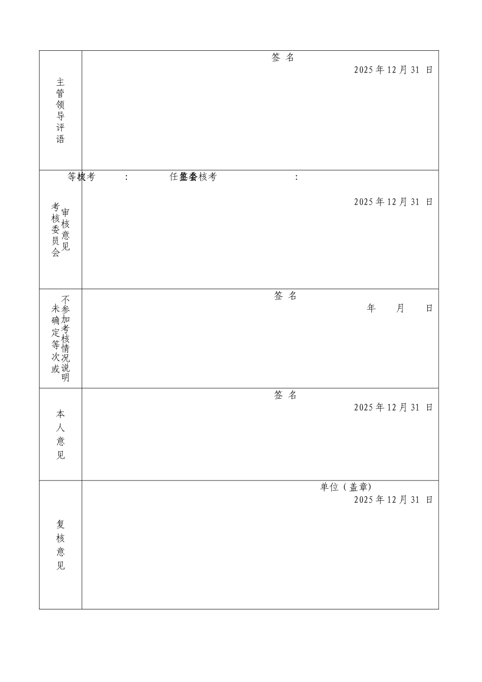 事业单位工作人员年度考核登记表85386_第2页