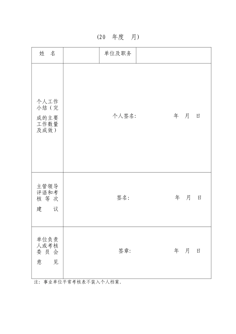 事业单位工作人员日常考核表_第2页