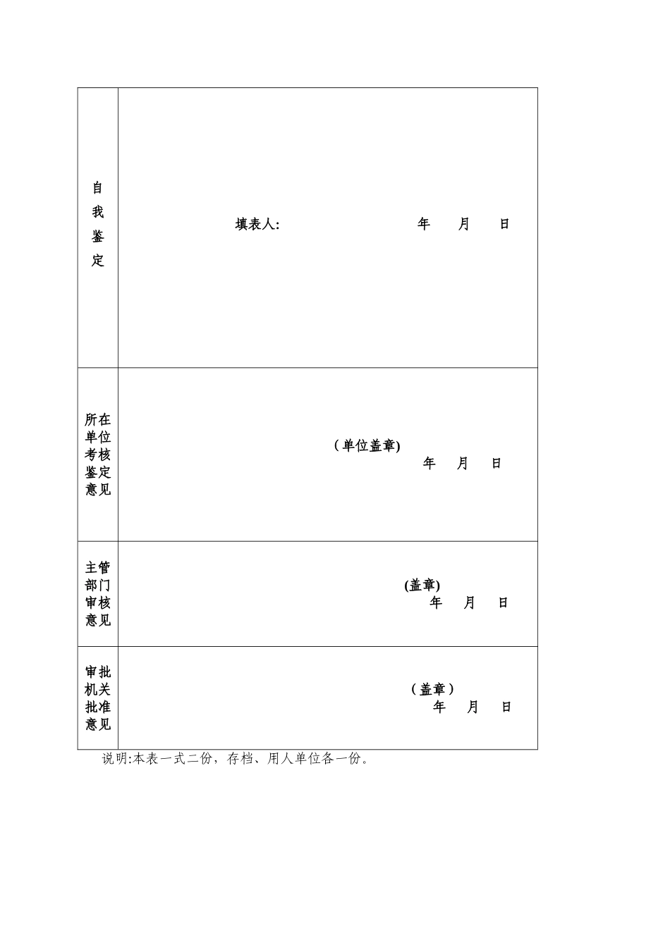 事业单位工作人员期考核鉴定、转正定级表_第2页