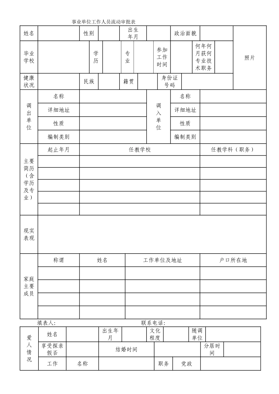事业单位工作人员流动审批表_第1页