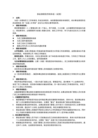 事业部绩效考核体系