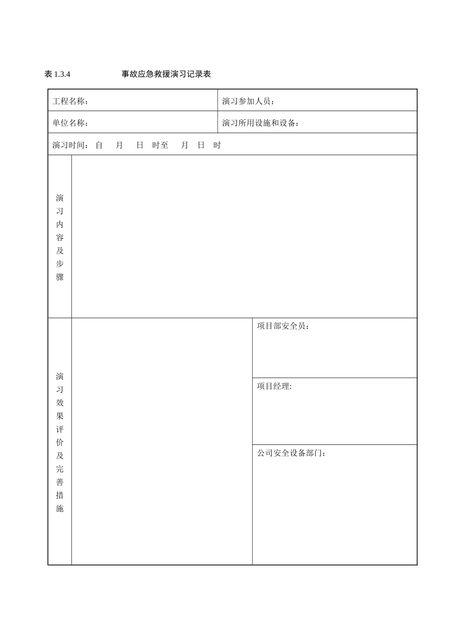 事故应急救援演习记录表_第1页