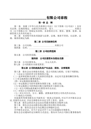 二人有限公司章程范本