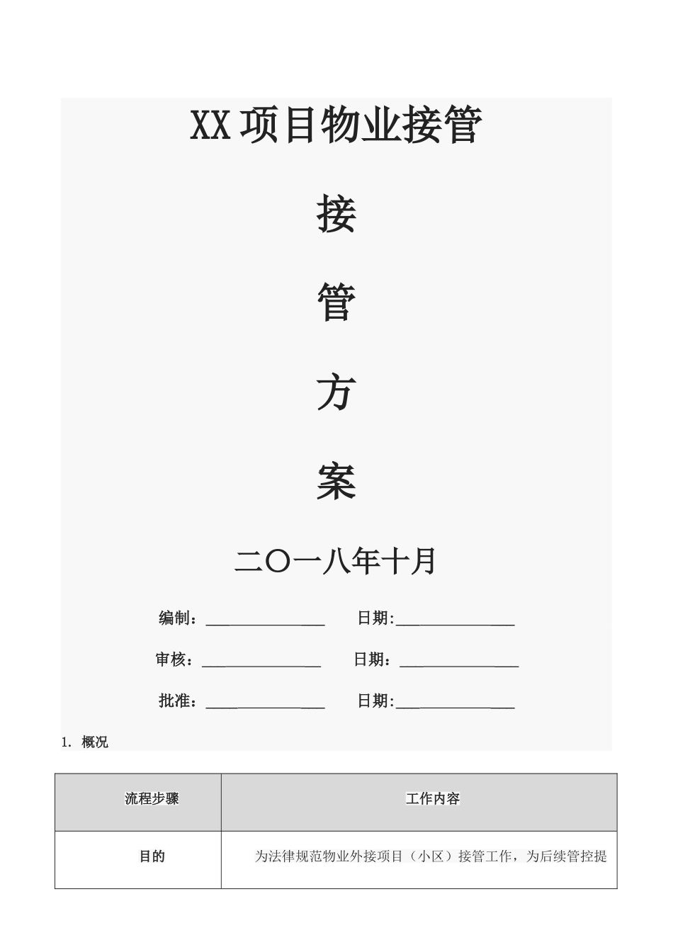 二手盘物业接管方案_第1页