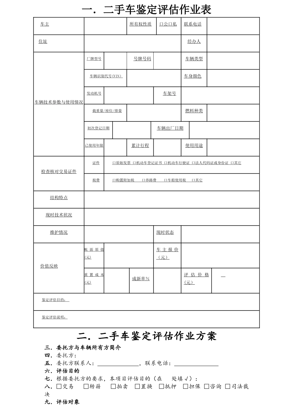 二手车鉴定评估表_第1页