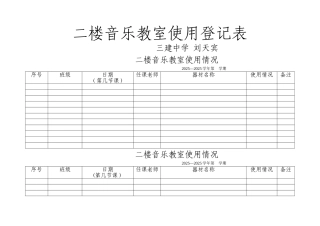 二楼音乐教室使用情况登记表
