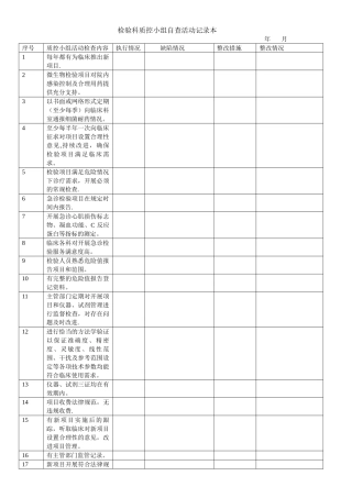 二甲医院检验科质控小组自查活动记录本